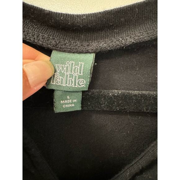 Wild Fable Large Boxy Long Sleeve Black and Tie Dye Cotton Tee Top - Picture 3 of 5